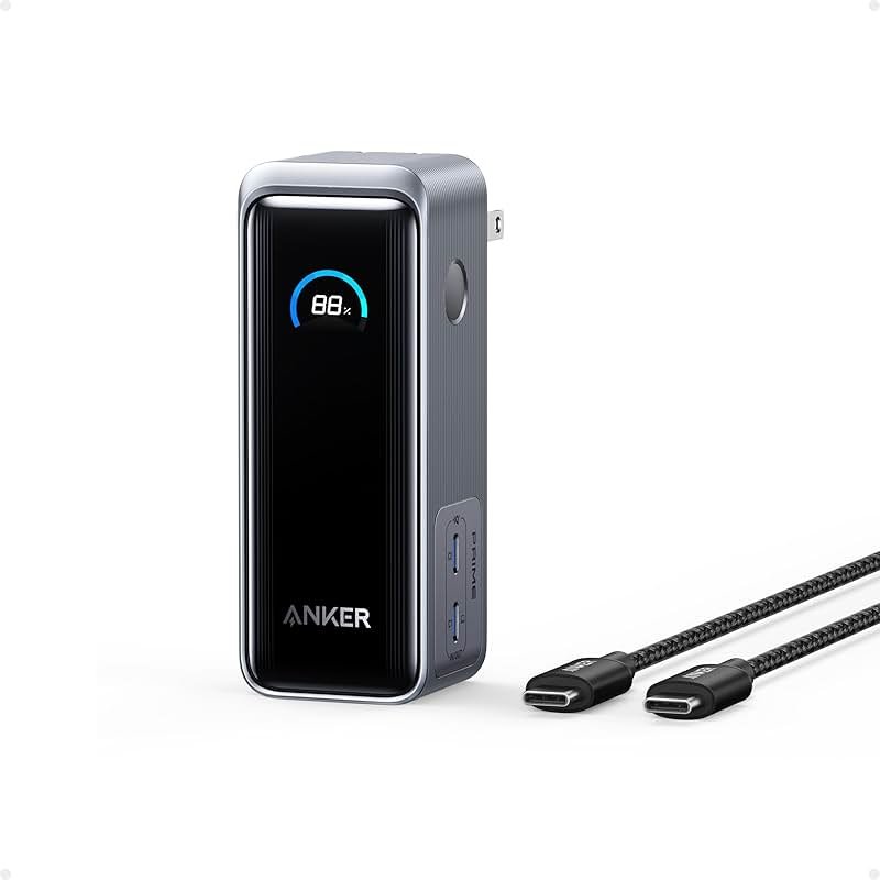 Anker Prime Power Bank, 9,600mAh Battery Pack with 65W Output Wall Charger, Supports PD 3.0 and PPS, 30W Fast Recharging, Sleek Portable Charger for MacBook Pro, iPhone 17/16 Series, Galaxy, iPad - Product Image