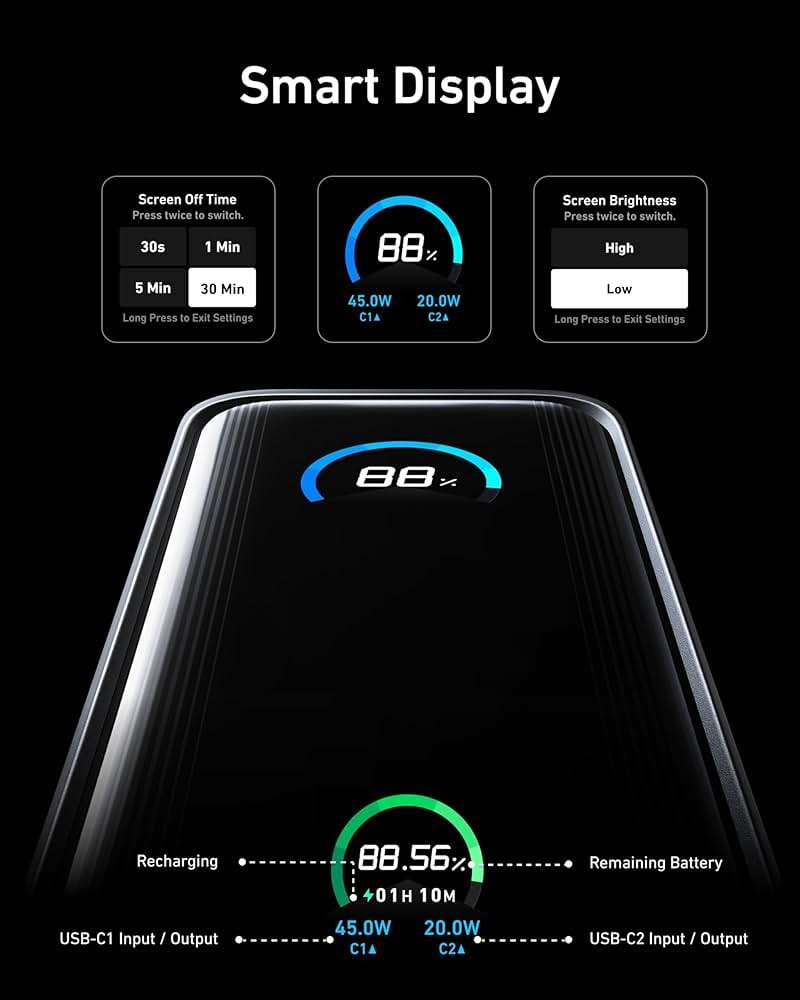 Anker Prime Power Bank, 9,600mAh Battery Pack with 65W Output Wall Charger, Supports PD 3.0 and PPS, 30W Fast Recharging, Sleek Portable Charger for MacBook Pro, iPhone 17/16 Series, Galaxy, iPad - Image 6