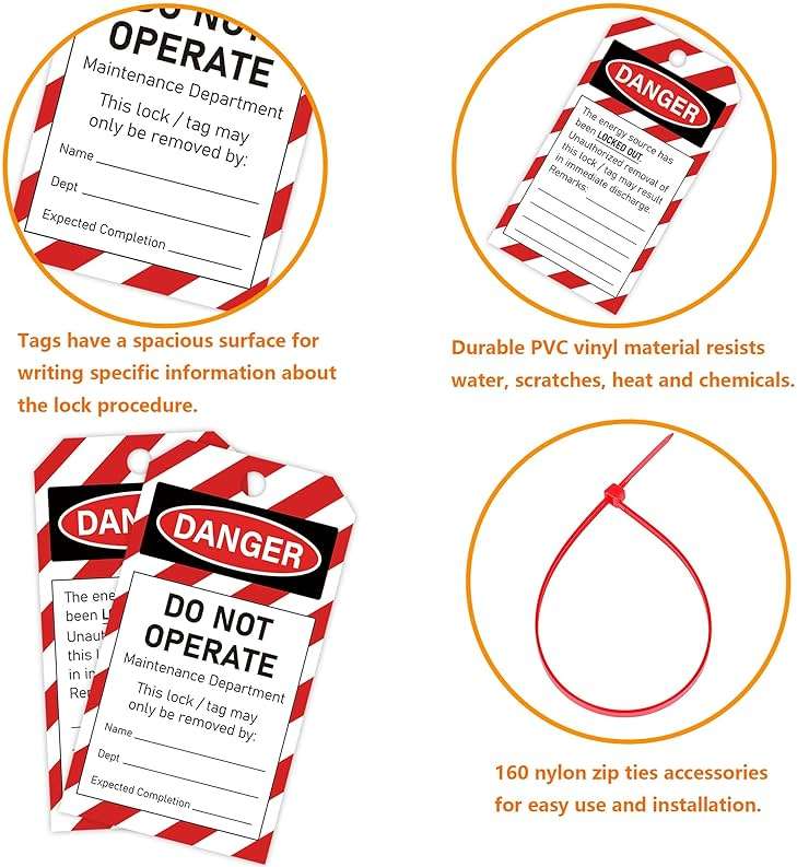 YHNTGB 50PCS Lockout Tagout Tags Do not Operate Equipment Labels with 50 Zip Ties OSHA Compliant for Out of Service Machine Maintenance - Image 7
