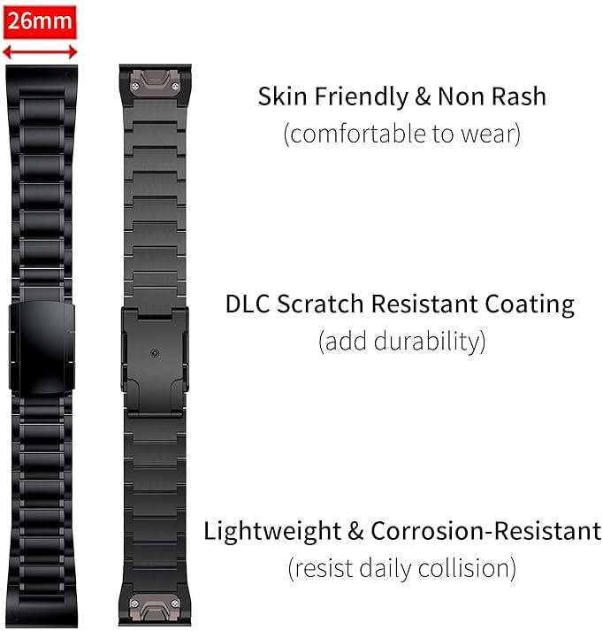 synsing Titanium 22mm Band Compatible for Fenix 8 47mm/E 47mm/7/6 Pro/5 Plus/EPIX 2/Forerunner 965 955, 26mm Metal Quick Release WatchBand for Fenix 8 51mm/Enduro 3 51mm/7X Pro Sapphire Solor/6X Pro - Image 3