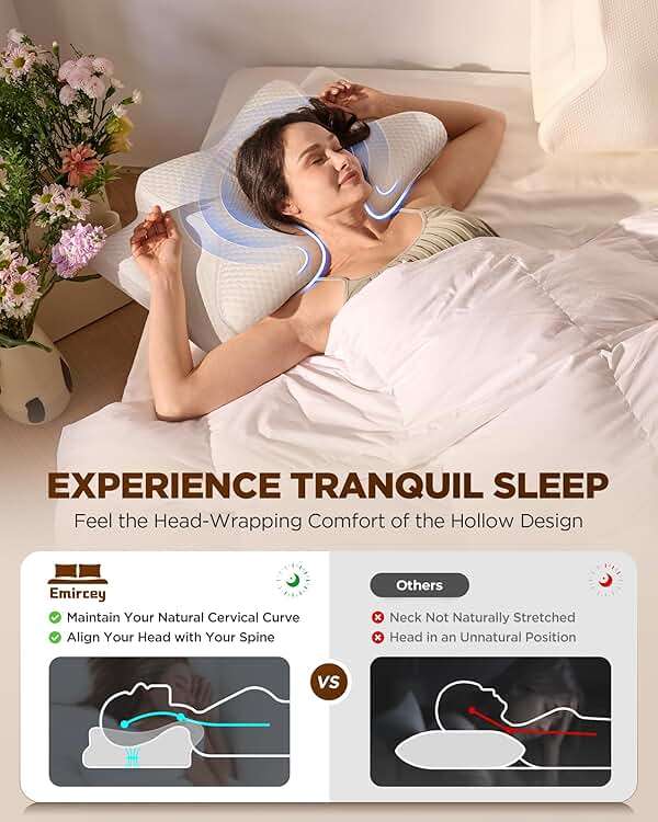 Sleep Doctor Approved Cervical Neck Pillow Sleeping, Ergonomic Contour Side Sleeper Pillows Adults, Cooling Orthopedic Pillow Pain Relief Support, Memory Foam Back Stomach Sleepers Grey Standard - Image 2
