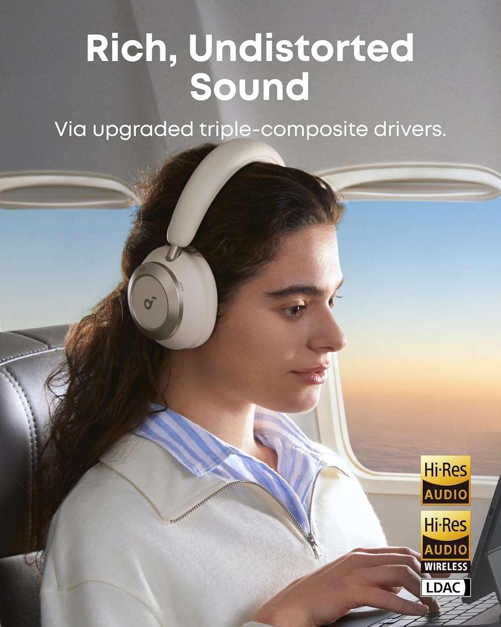 Soundcore Space One Pro by Anker, Foldable Over-Ear Headphones for Travel and Work, Adaptive ANC, Hi-Res LDAC, Comfortable Fit, 60H Playtime, 5-Min Charge for 8 Hrs, 6-Mic Calls - Image 4
