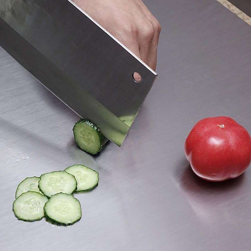 YIYUHAR Stainless Steel Cutting Boards with Lip for Kitchen,Chopping Boards for Countertop,Large Metal Cutting Board over Sink Suitable for Meat,Fruits,Vegetables,Bread,Noodle,and Pizza (15.7"*11.8") - Image 4