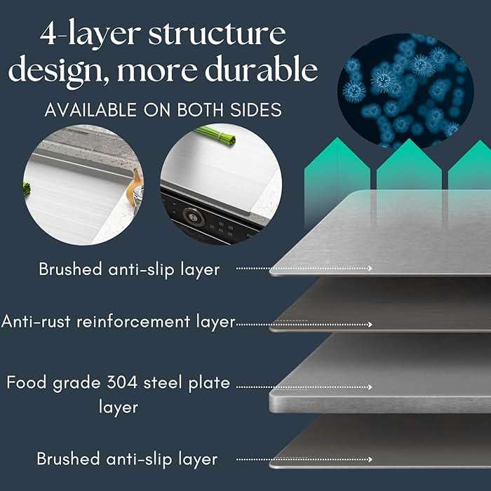 YIYUHAR Stainless Steel Cutting Boards with Lip for Kitchen,Chopping Boards for Countertop,Large Metal Cutting Board over Sink Suitable for Meat,Fruits,Vegetables,Bread,Noodle,and Pizza (15.7"*11.8") - Image 9