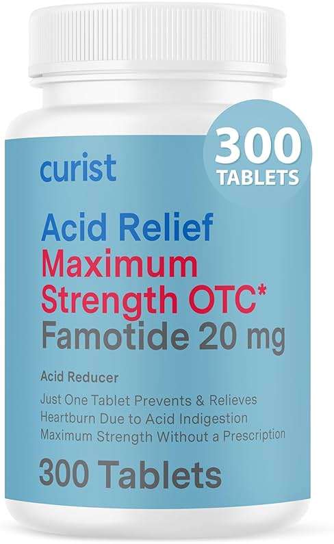 Curist Famotidine 20mg Bulk Pack (300 Count Tablets) Acid Reflux Medicine for Heartburn Relief - OTC Maximum Strength Stomach Acid Reducer - Anti Acid Relief Tablets for Indigestion Heartburn Relief - Image 1