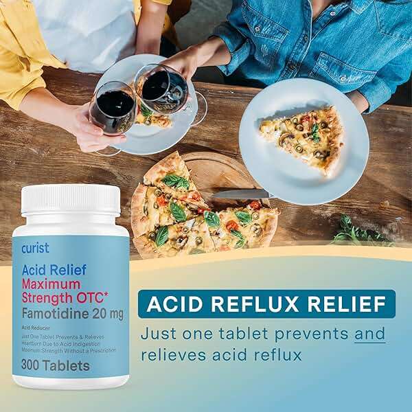Curist Famotidine 20mg Bulk Pack (300 Count Tablets) Acid Reflux Medicine for Heartburn Relief - OTC Maximum Strength Stomach Acid Reducer - Anti Acid Relief Tablets for Indigestion Heartburn Relief - Image 2