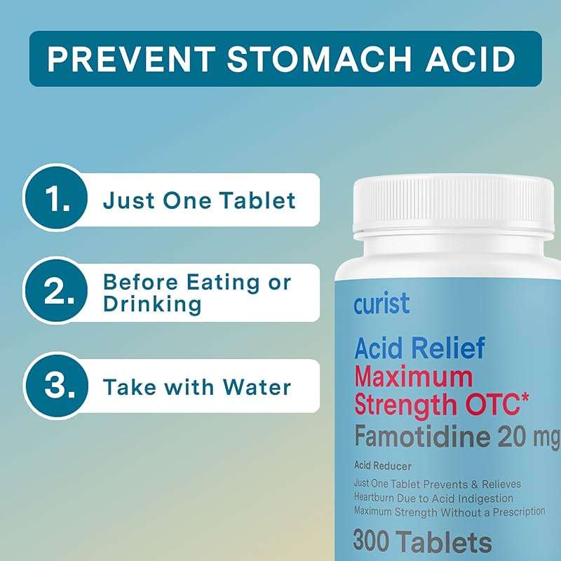 Curist Famotidine 20mg Bulk Pack (300 Count Tablets) Acid Reflux Medicine for Heartburn Relief - OTC Maximum Strength Stomach Acid Reducer - Anti Acid Relief Tablets for Indigestion Heartburn Relief - Image 3