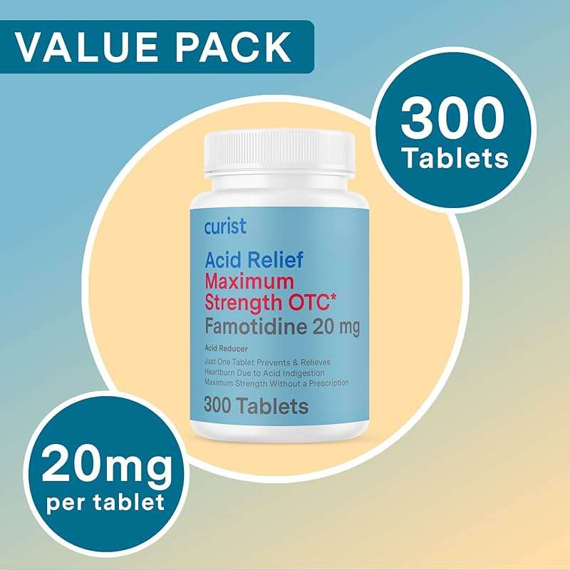Curist Famotidine 20mg Bulk Pack (300 Count Tablets) Acid Reflux Medicine for Heartburn Relief - OTC Maximum Strength Stomach Acid Reducer - Anti Acid Relief Tablets for Indigestion Heartburn Relief - Image 4