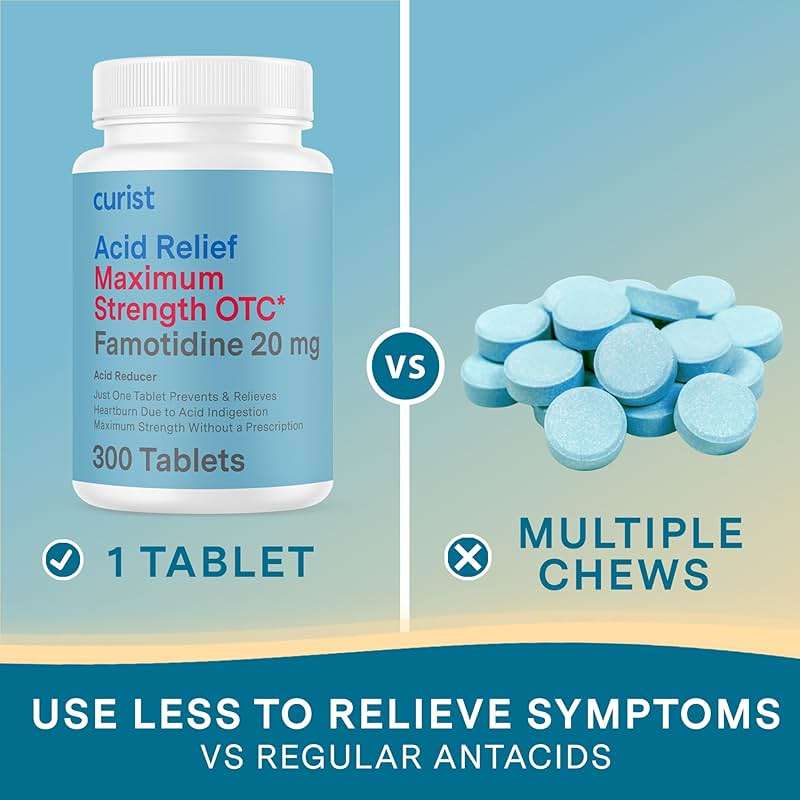 Curist Famotidine 20mg Bulk Pack (300 Count Tablets) Acid Reflux Medicine for Heartburn Relief - OTC Maximum Strength Stomach Acid Reducer - Anti Acid Relief Tablets for Indigestion Heartburn Relief - Image 5
