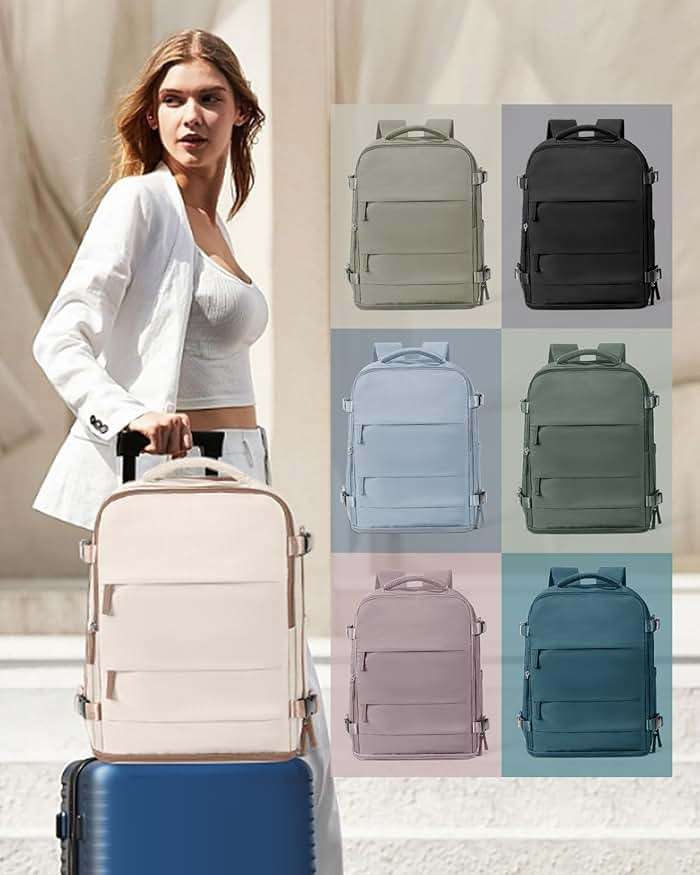coowoz Travel Backpack Carry On for Women Man Gym Backpacks with Laptop Compartment Mochila de Viaje Teacher Personal Item Backpack Rucksack Airplane Accessories Must Haves Beige Brown - Image 7