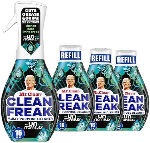 Mr. Clean Clean Freak Multi Surface Cleaning Spray, Deep Cleaning Mist Starter Kit and Refill Bundle, Unstopables Fresh Scent, 64 fl oz - Image 1