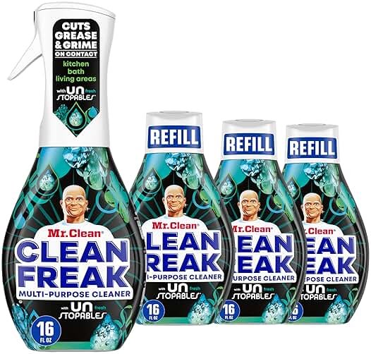 Mr. Clean Clean Freak Multi Surface Cleaning Spray, Deep Cleaning Mist Starter Kit and Refill Bundle, Unstopables Fresh Scent, 64 fl oz - Product Image