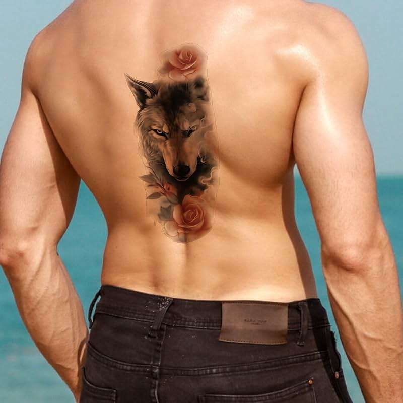 Aivoch Aivoch 10 Sheets Realistic Animals Temporary Tattoo for Men Women Adults, Wolf Tiger Rose Tattoos Stickers, Flowers Fake Tattoo Stickers, Body Art Half Arm Sleeve Tattoos (Animals) - Image 5