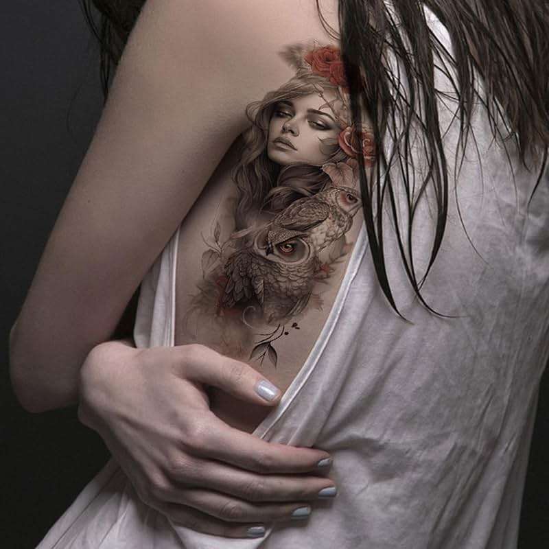 Aivoch Aivoch 10 Sheets Realistic Animals Temporary Tattoo for Men Women Adults, Wolf Tiger Rose Tattoos Stickers, Flowers Fake Tattoo Stickers, Body Art Half Arm Sleeve Tattoos (Animals) - Image 6