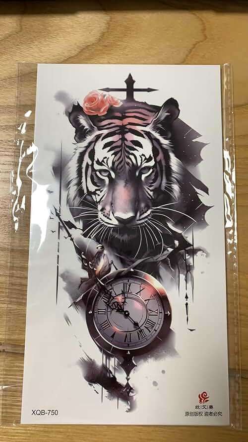 Aivoch Aivoch 10 Sheets Realistic Animals Temporary Tattoo for Men Women Adults, Wolf Tiger Rose Tattoos Stickers, Flowers Fake Tattoo Stickers, Body Art Half Arm Sleeve Tattoos (Animals) - Image 10