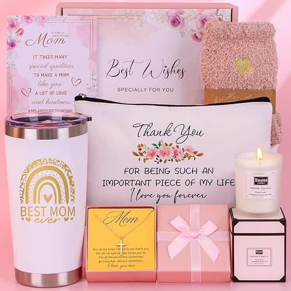 Mothers Day Gifts for Mom from Daughter Son - Unique Mom Birthday Gifts Ideas for Mother in Law, Mama, Stepmom, Best Mom Ever Gift Basket, Personalized Mothers Day Gift Box w/Tumbler - Product Image