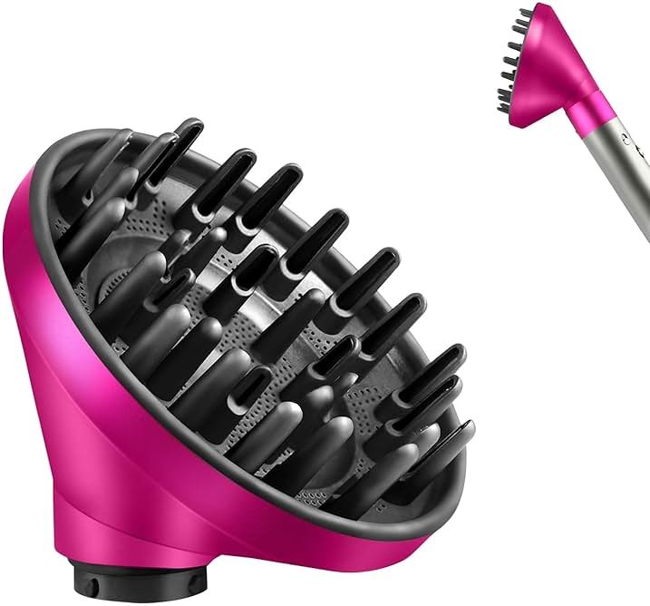 Upgraded Large Diffuser Attachment for Dyson Airwrap Styler - Converts to Hair Dryer, Faster and Define Curls, Heat Resistant Nylon Fiber Nozzle Attachments, Rose - Product Image