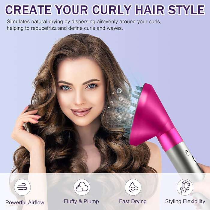 Upgraded Large Diffuser Attachment for Dyson Airwrap Styler - Converts to Hair Dryer, Faster and Define Curls, Heat Resistant Nylon Fiber Nozzle Attachments, Rose - Image 2