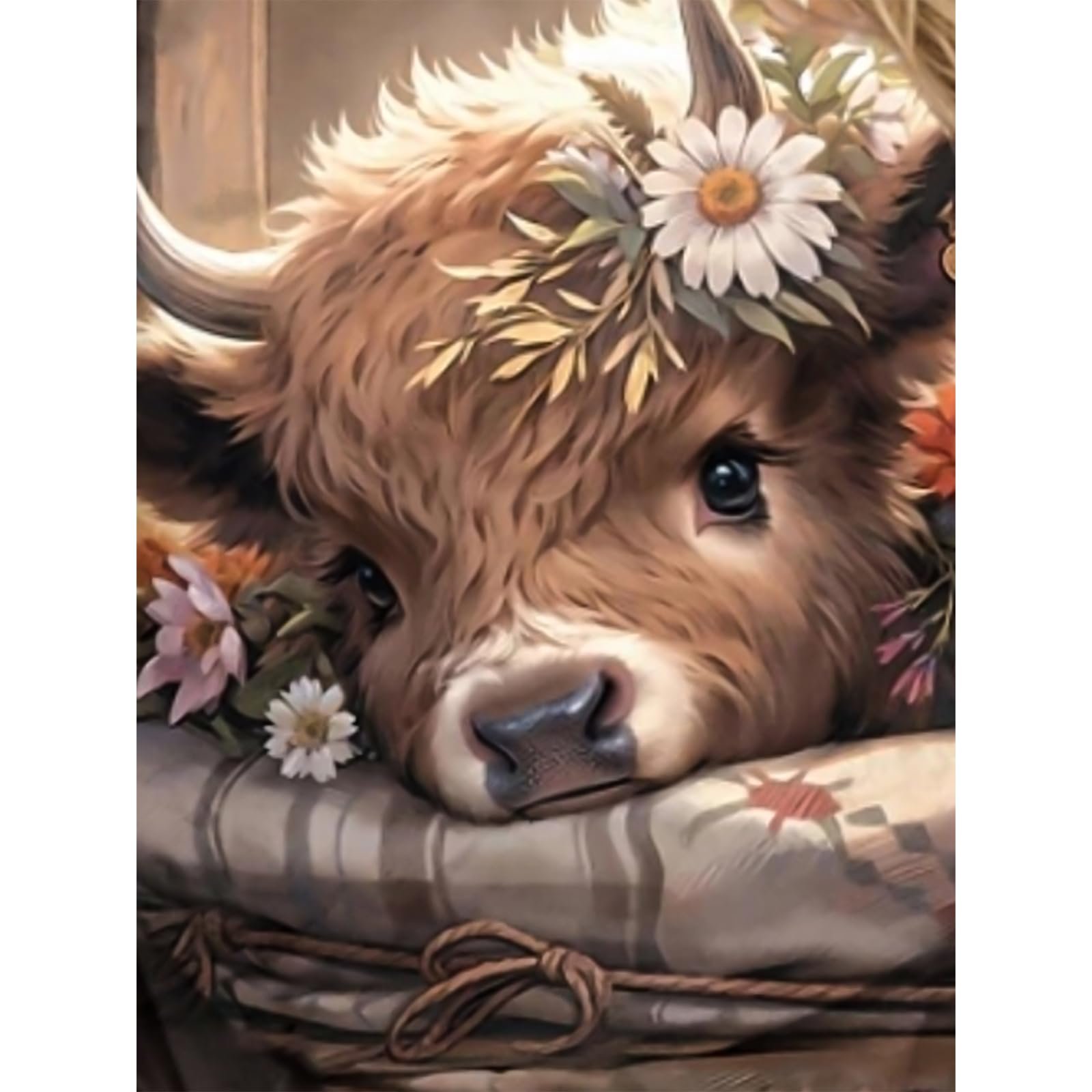 Cow Diamond Art Kits for Adults, Highland Cow Diamond Painting Kits for Adults Beginners, DIY 5D Diamond Painting with Round Gem Art Kits for Gift Home Wall Decor 12x16 Inch - Product Image