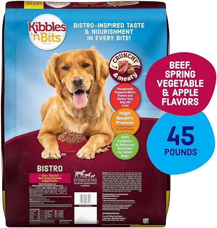 Kibbles 'n Bits Bistro Dry Dog Food, Oven Roasted Beef, Spring Vegetable & Apple Flavors for Adult Dogs, 45 lb. Bag - Image 2