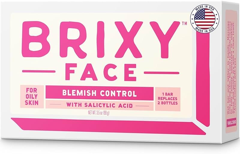 BRIXY Blemish Control Facial Cleansing Bar – Salicylic Acid Unclogs Pores And Balances Natural Oils, Ceramides and Niacinamide Promote Heathy Skin Barrier, pH Balanced, Soap Free, Vegan - Product Image
