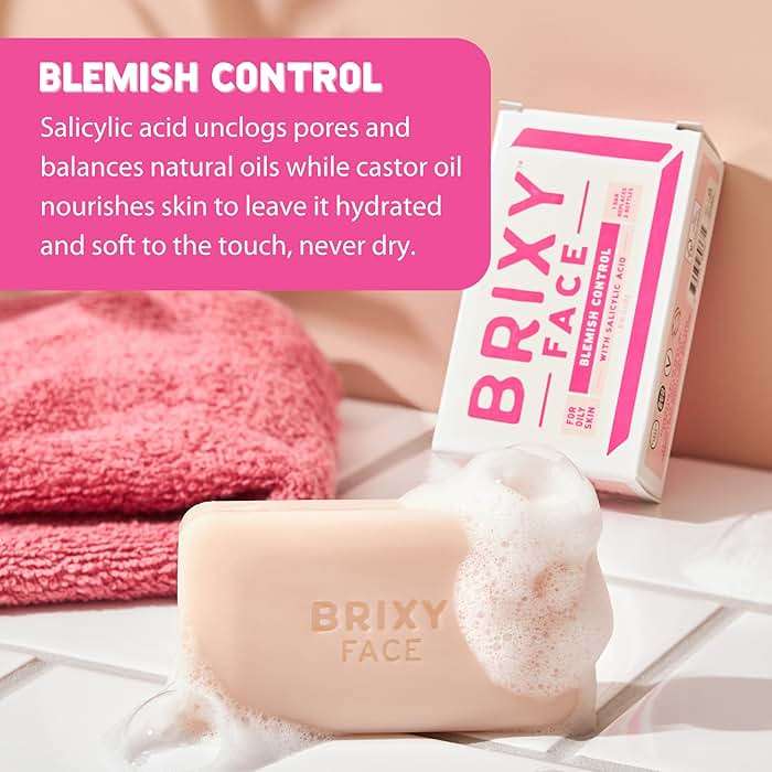 BRIXY Blemish Control Facial Cleansing Bar – Salicylic Acid Unclogs Pores And Balances Natural Oils, Ceramides and Niacinamide Promote Heathy Skin Barrier, pH Balanced, Soap Free, Vegan - Image 3