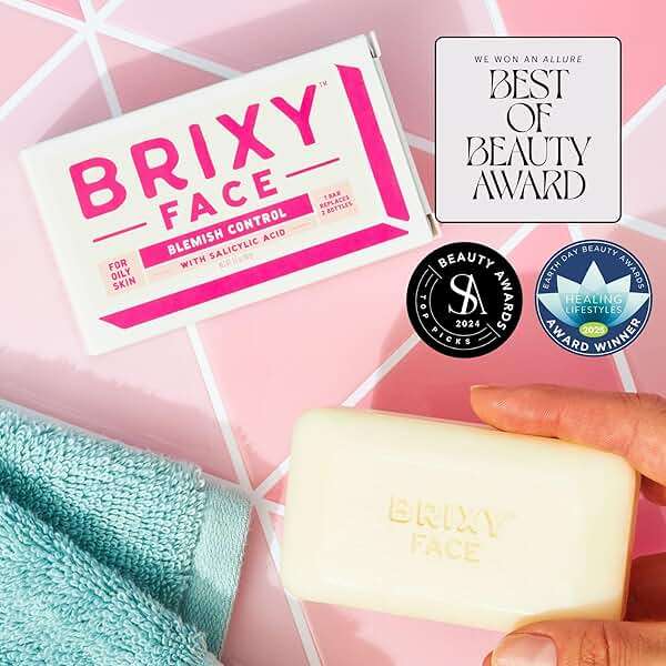 BRIXY Blemish Control Facial Cleansing Bar – Salicylic Acid Unclogs Pores And Balances Natural Oils, Ceramides and Niacinamide Promote Heathy Skin Barrier, pH Balanced, Soap Free, Vegan - Image 5