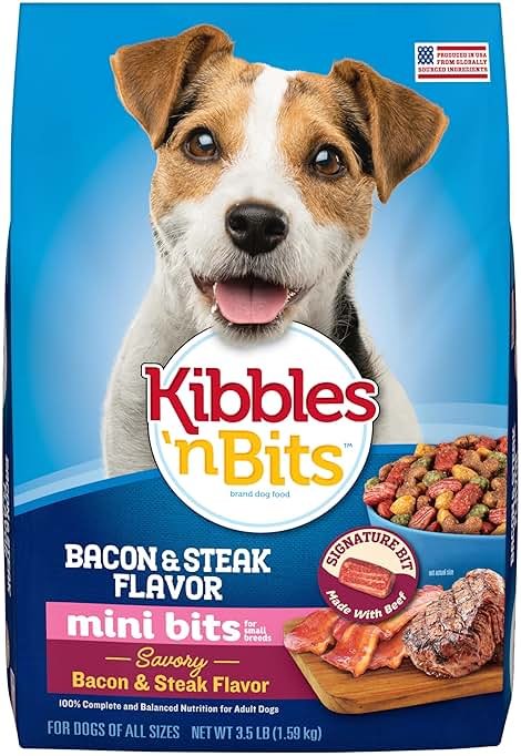 Kibbles 'n Bits Mini Bits Small Breed Dry Dog Food, Savory Bacon & Steak Flavor for Adult Dogs, 3.5 lb. Bag - Product Image