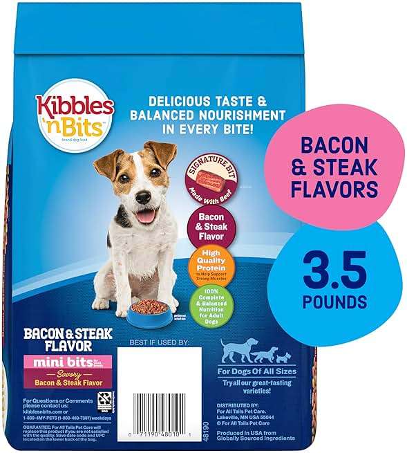 Kibbles 'n Bits Mini Bits Small Breed Dry Dog Food, Savory Bacon & Steak Flavor for Adult Dogs, 3.5 lb. Bag - Image 2