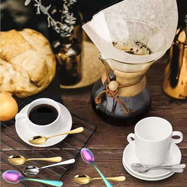 Wesdxc56 Demitasse Espresso Spoons, Mini Coffee Spoon, 4 Inches Stainless Steel Small Spoons for Dessert, Set of 6(Rainbow) - Image 2