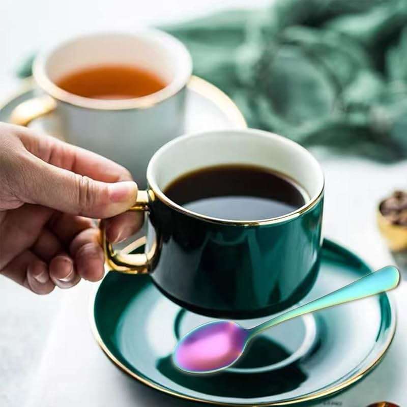 Wesdxc56 Demitasse Espresso Spoons, Mini Coffee Spoon, 4 Inches Stainless Steel Small Spoons for Dessert, Set of 6(Rainbow) - Image 4