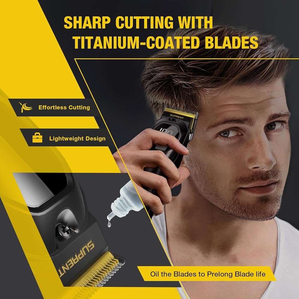 SUPRENT Mens Hair Clipper-Rechargeable Hair Cutting Kits with LED Display, Cordless Hair Clipper for Home Use & Barbers (Black) - Image 4