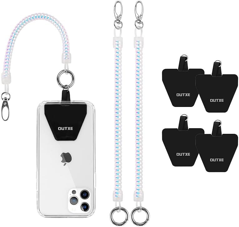 OUTXE Phone Lanyard Tether with 4 Patch- 2× Phone Tether, 4× Phone Patch with Adhesive, Compatible with Smartphone- Colorful - Product Image