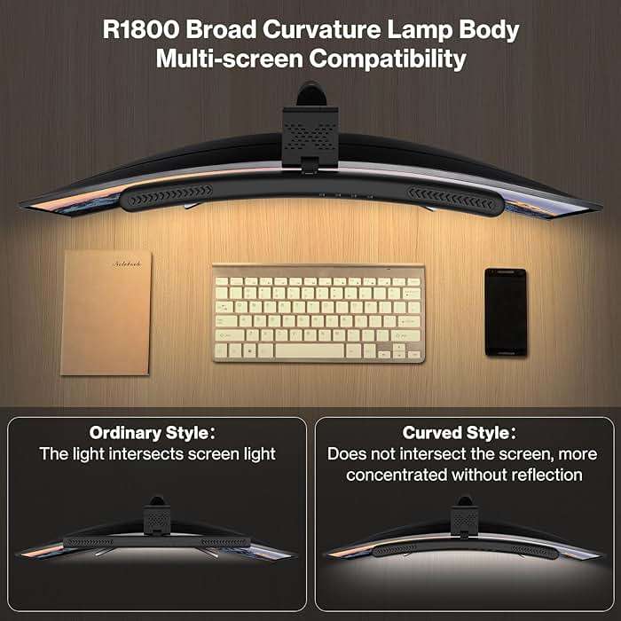 Laliled Monitor Light Bar, Curved Computer Monitor Lamp for Eye Caring LED Dimmable Screen Light Bar, 3 Color Temperature Mode Lights, Touch Control USB Powered Monitor Lamp for Desk/Office/Home/Game - Image 3