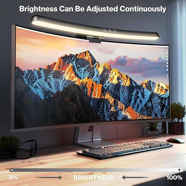 Laliled Monitor Light Bar, Curved Computer Monitor Lamp for Eye Caring LED Dimmable Screen Light Bar, 3 Color Temperature Mode Lights, Touch Control USB Powered Monitor Lamp for Desk/Office/Home/Game - Image 4