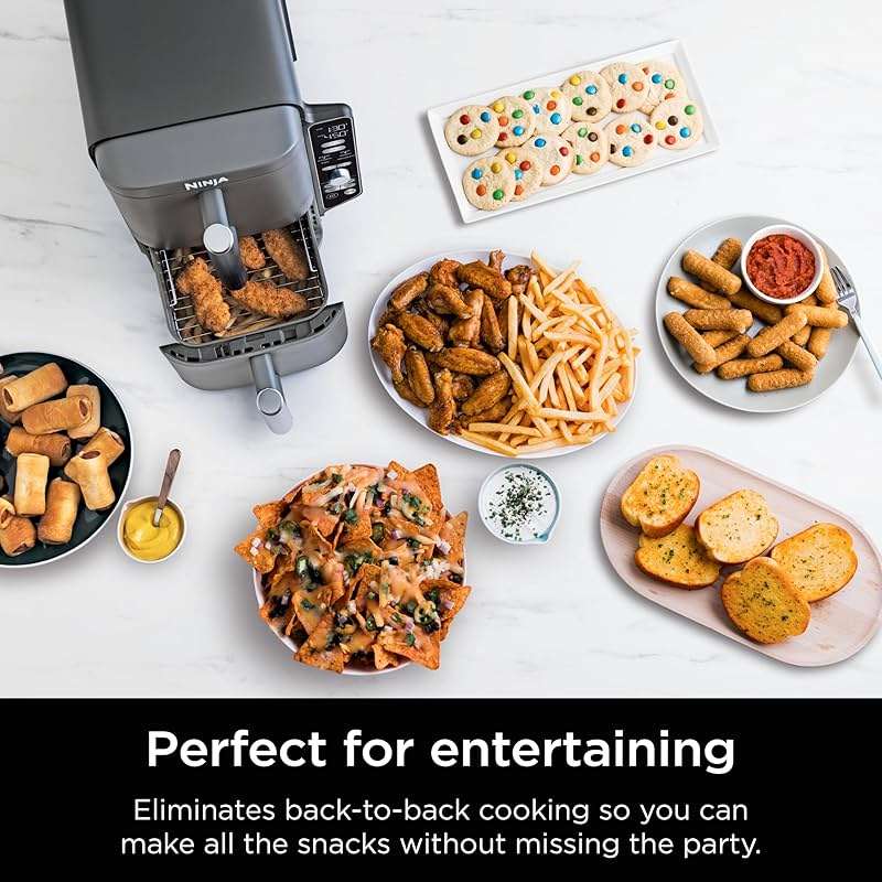 Ninja Air Fryer, 10QT DoubleStack XL 2-Basket, Compact Design, Cooks 5lb Whole Chicken, Feeds Up to 8 People, 6-in-1 Air Fryer, Roast, Bake & More, Easy to Clean, Dishwasher Safe Parts, Grey, SL401 - Image 2