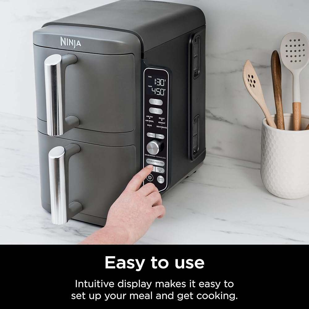 Ninja Air Fryer, 10QT DoubleStack XL 2-Basket, Compact Design, Cooks 5lb Whole Chicken, Feeds Up to 8 People, 6-in-1 Air Fryer, Roast, Bake & More, Easy to Clean, Dishwasher Safe Parts, Grey, SL401 - Image 12