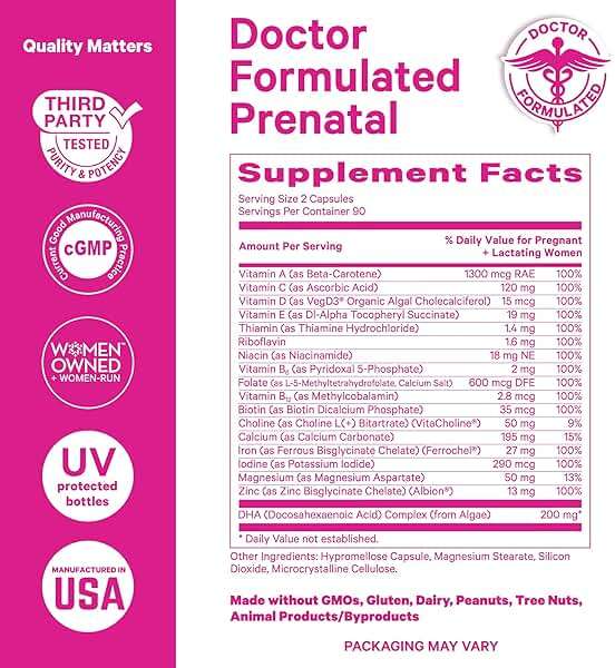 Pink Stork Total Prenatal Vitamins for Women | Vegan DHA, Methylfolate, Iron, Choline, Vitamin B12 | Preconception Nutrition | No Fishy Burps | Pregnancy Essentials | Clean Label Award, 60 Count, Mint - Image 4