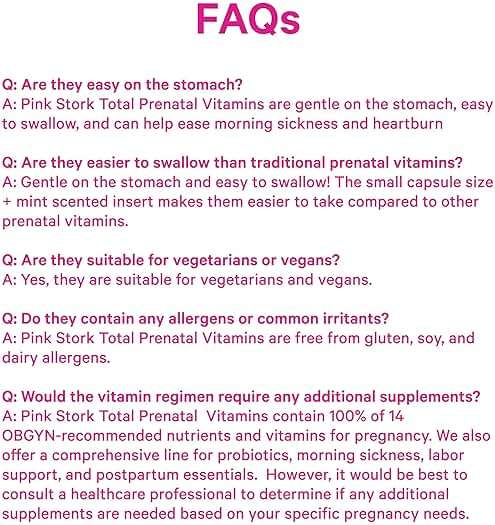 Pink Stork Total Prenatal Vitamins for Women | Vegan DHA, Methylfolate, Iron, Choline, Vitamin B12 | Preconception Nutrition | No Fishy Burps | Pregnancy Essentials | Clean Label Award, 60 Count, Mint - Image 8