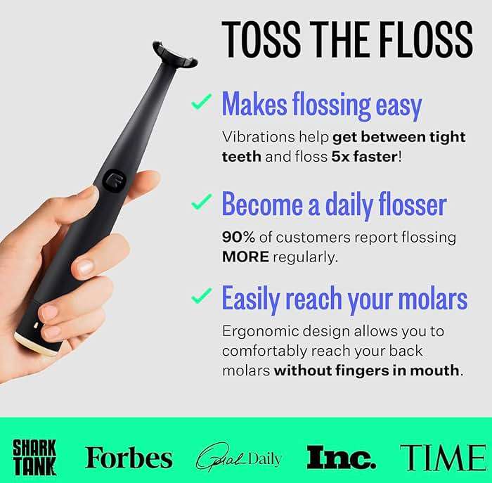 FLAUS Electric Flosser (Gentle Glide) - Shark Tank + Oprah's List - Water Floss Alternative - Dental Plaque Remover for Adults - Easy Vibration Power Flossing - Safe Portable Gum + Teeth Cleaning Tool - Image 2