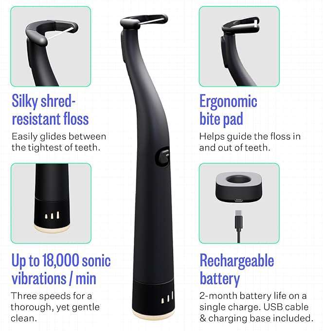 FLAUS Electric Flosser (Gentle Glide) - Shark Tank + Oprah's List - Water Floss Alternative - Dental Plaque Remover for Adults - Easy Vibration Power Flossing - Safe Portable Gum + Teeth Cleaning Tool - Image 4