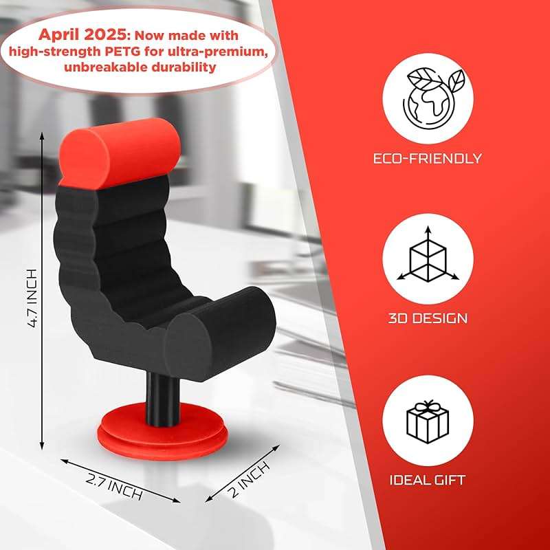 VELENTI Gamer Chair Phone Stand - Phone Holder for Smartphones, Kindles Up to 19 cm Tall - Fun Gaming Accessories for Gamers - Useful Gamer Gadgets - Lovely Birthday Gift for Gamers - Image 2