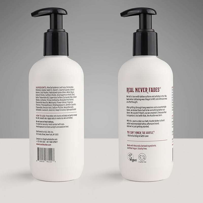 Hustle Butter Tattoo Aftercare - Daily Moisturizing Lotion - Naturally Derived Vegan Cruelty Free - Everyday All Over Use for Tattoos - 9 fl oz - Image 8