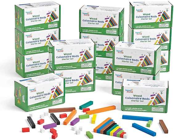 hand2mind Wooden Cuisenaire Rods Classroom Set, Teaching Fraction Bars, Montessori Math Manipulatives, Math Teacher Must Haves Elementary, Kindergarten Homeschool Supplies (15 Sets of 74) - Image 2