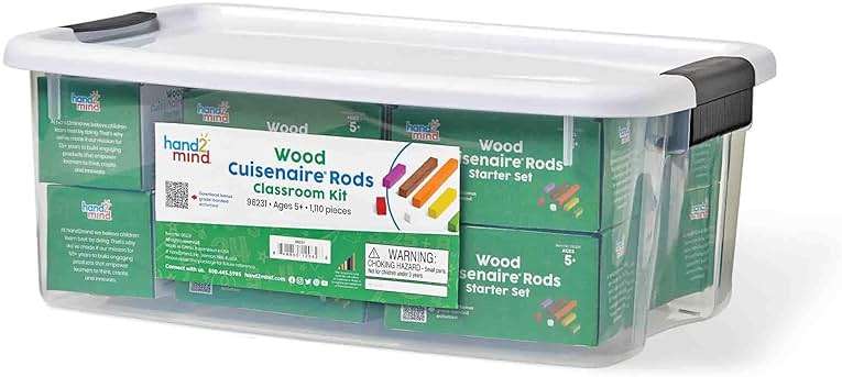 hand2mind Wooden Cuisenaire Rods Classroom Set, Teaching Fraction Bars, Montessori Math Manipulatives, Math Teacher Must Haves Elementary, Kindergarten Homeschool Supplies (15 Sets of 74) - Image 7