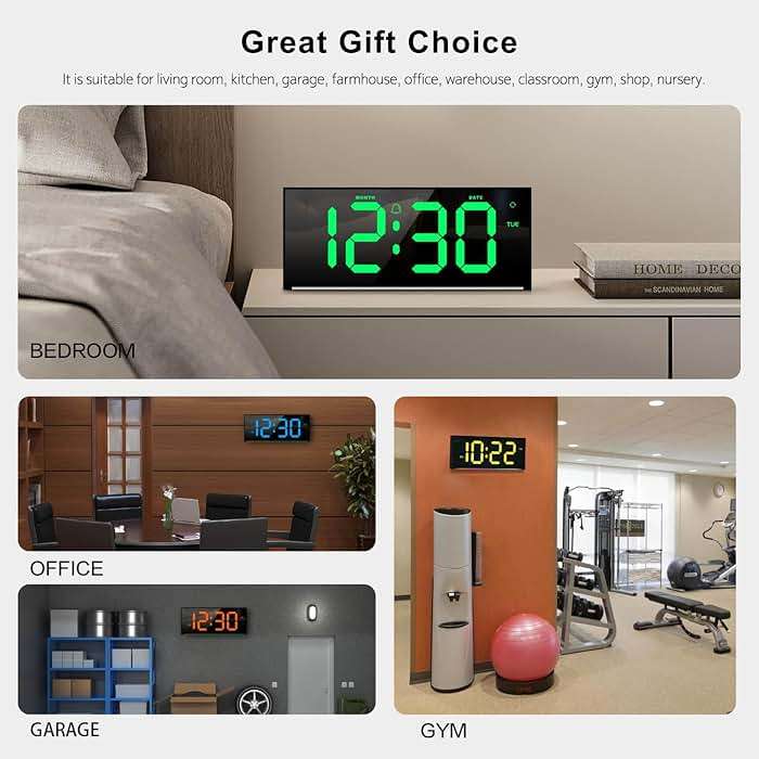 Abovsare Digital Wall Clock Large Display, 13" Alarm Clock with 12 RGB Colors Changing Remote Control, LED Clocks with Night Lights for Living Room Bedroom Office Wall Decor, Black - Image 6
