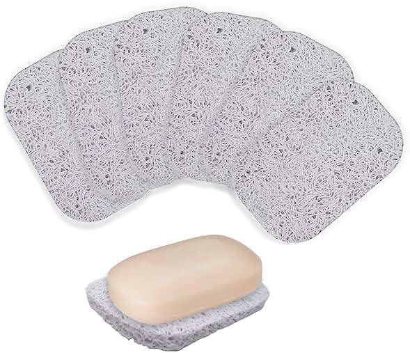 Gadgetime USA Soap Saver Pad - 6 Pack Soap Holder for Kitchen & Bathroom Use - Durable Non Slip Soap Dish, Shampoo Bar & Dish Soap - Large Size & Easy to Wash - Perfect for Travel - Self Draining - Image 1
