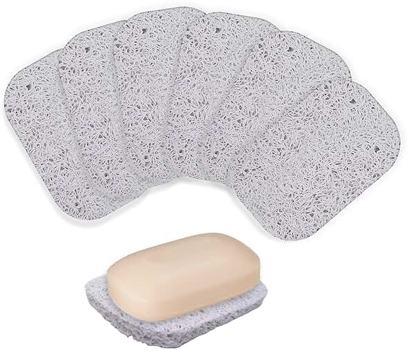 Gadgetime USA Soap Saver Pad - 6 Pack Soap Holder for Kitchen & Bathroom Use - Durable Non Slip Soap Dish, Shampoo Bar & Dish Soap - Large Size & Easy to Wash - Perfect for Travel - Self Draining - Product Image