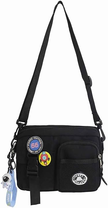Lefe Liee Black Crossbody Bag for Men - Cute Small Messenger Sling Shoulder Bag - Men's Gift - Product Image