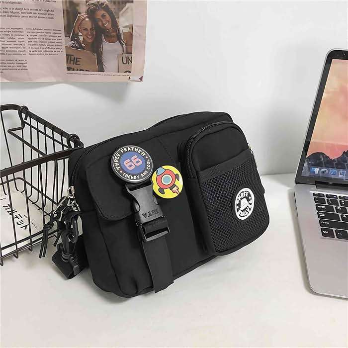 Lefe Liee Black Crossbody Bag for Men - Cute Small Messenger Sling Shoulder Bag - Men's Gift - Image 2
